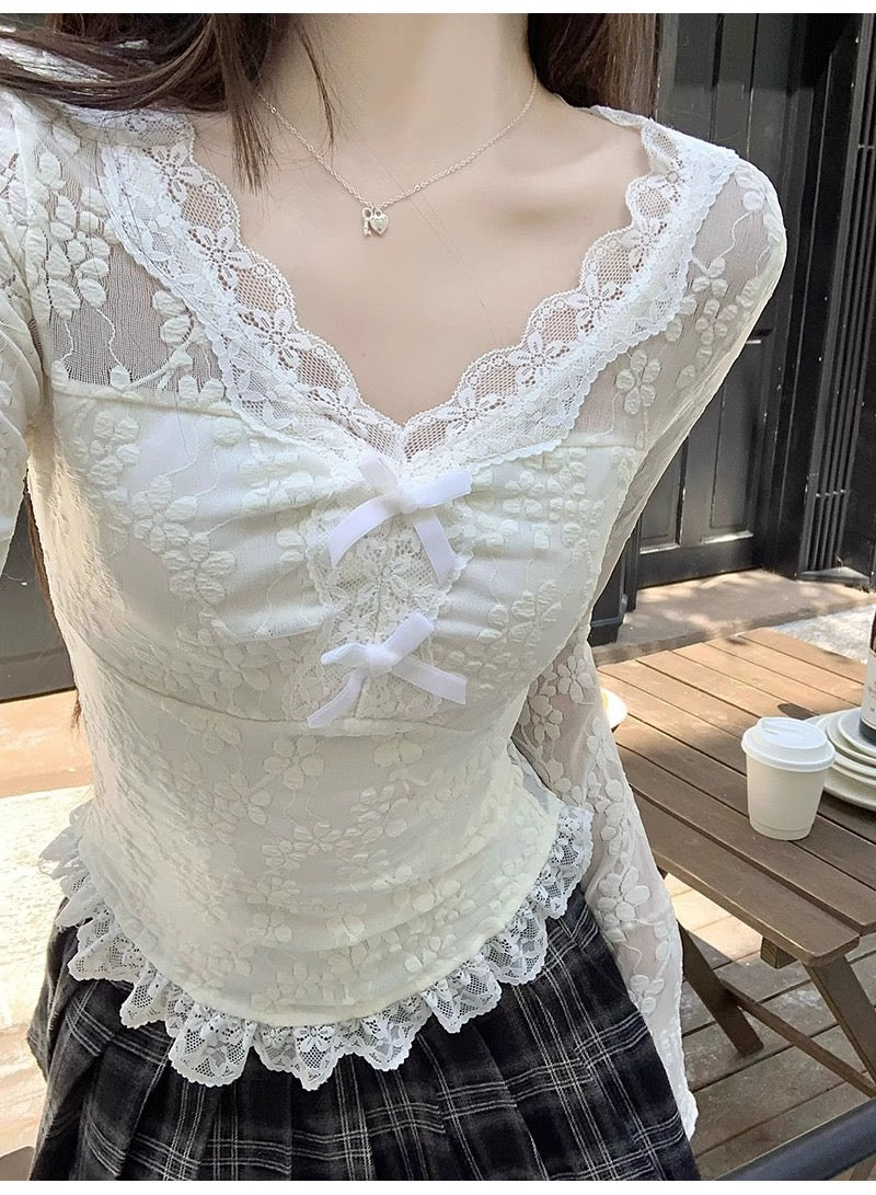Angel Whispers Lace Ribbon White Top