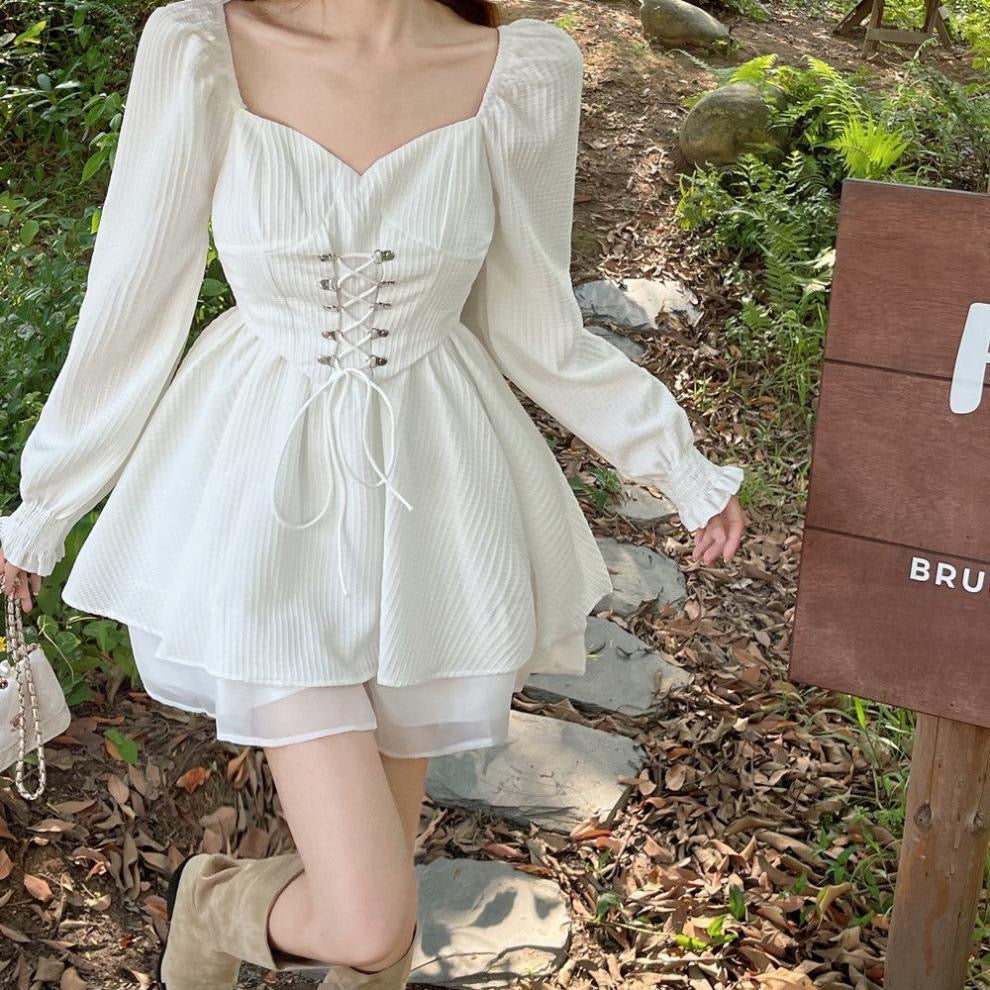 White Lace Corset Skater Dress