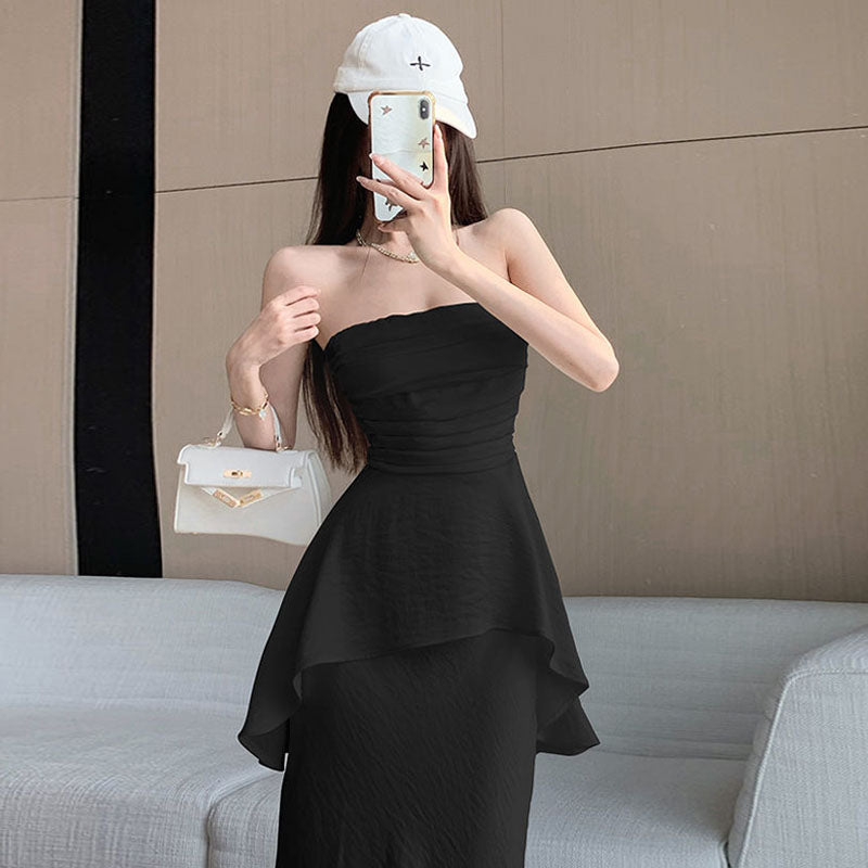 Eterna Strapless Peplum Gown