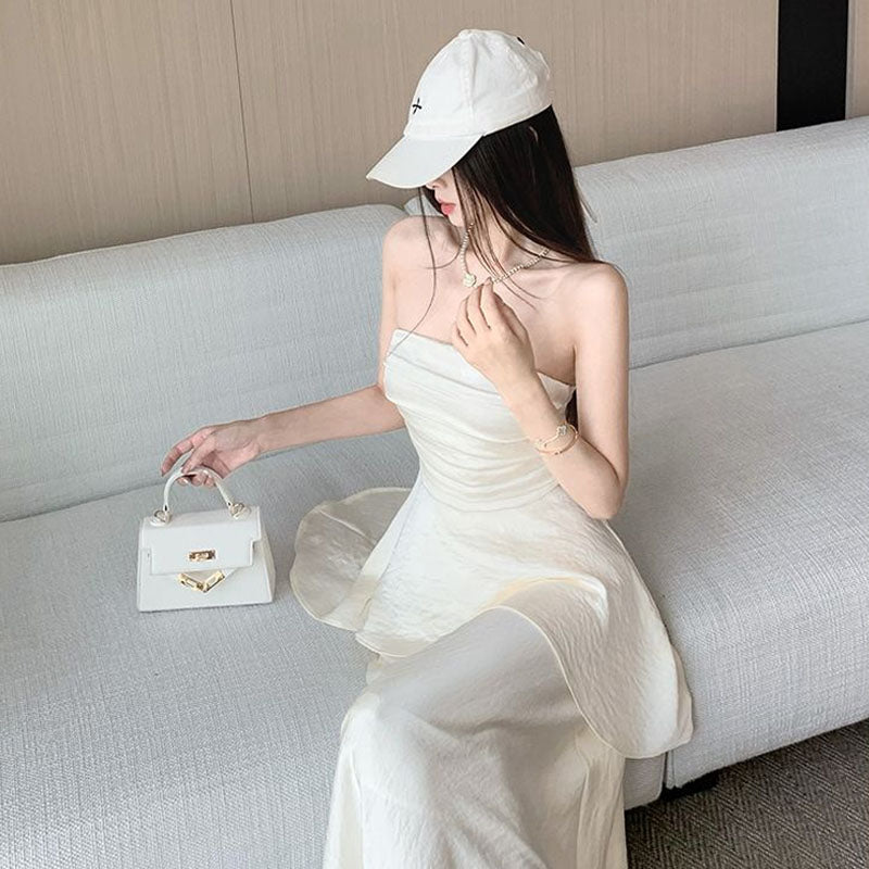 Eterna Strapless Peplum Gown
