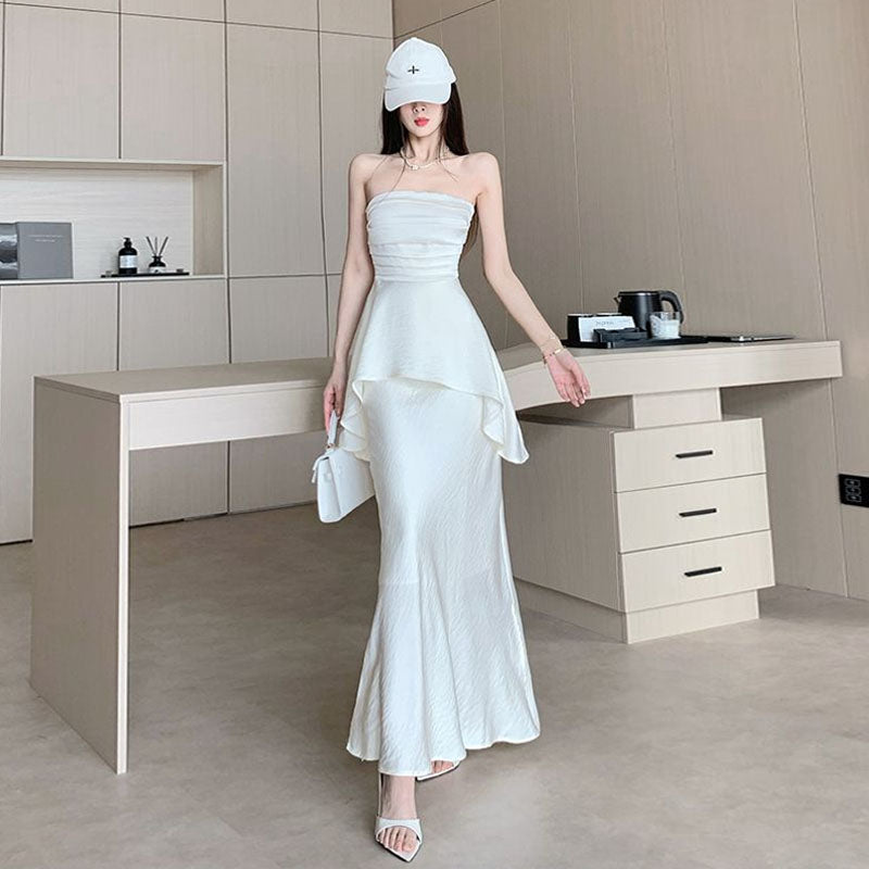 Eterna Strapless Peplum Gown