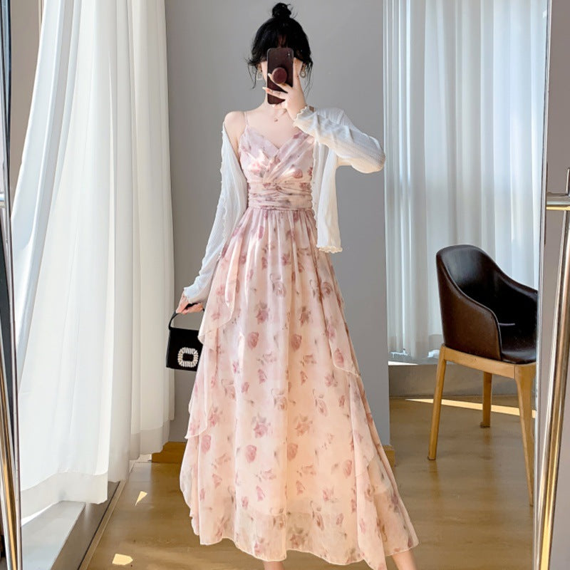 Whispering Petals Layered Maxi Dress [Without Shrug]