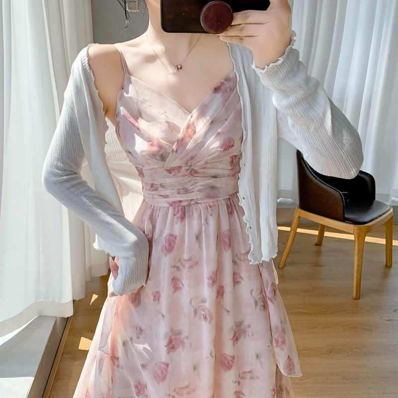 Whispering Petals Layered Maxi Dress [Without Shrug]