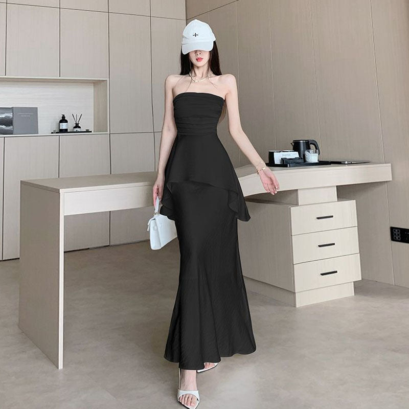 Eterna Strapless Peplum Gown